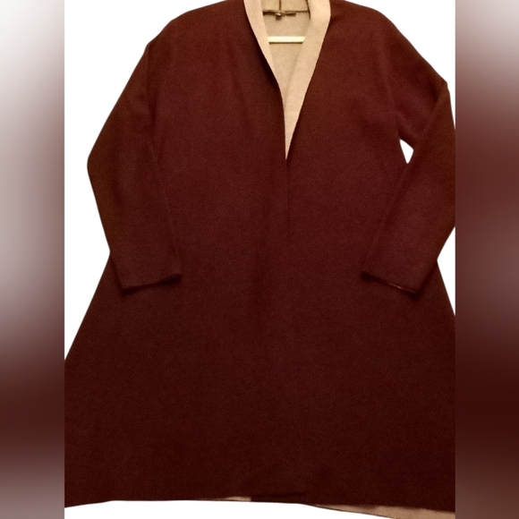 Chic Burgundy and Tan Women's Cardigan - Picture 12 of 14
